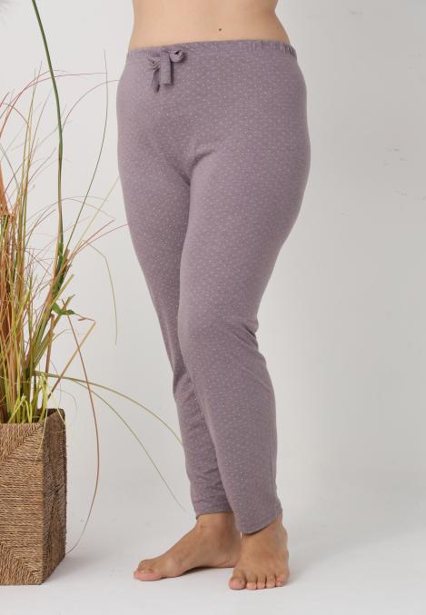 Pantaloni de Pijama Dama Lungi,Big Size,Culoare Gri Inchis cu Buline Roz , Engros